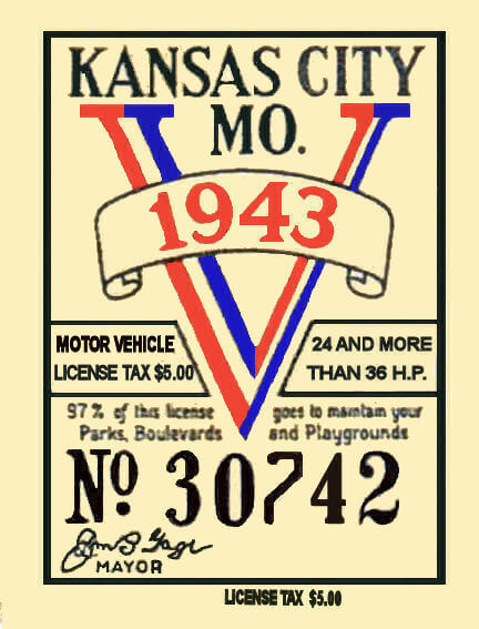 (image for) 1943 MO tax/inspection sticker Kansas City